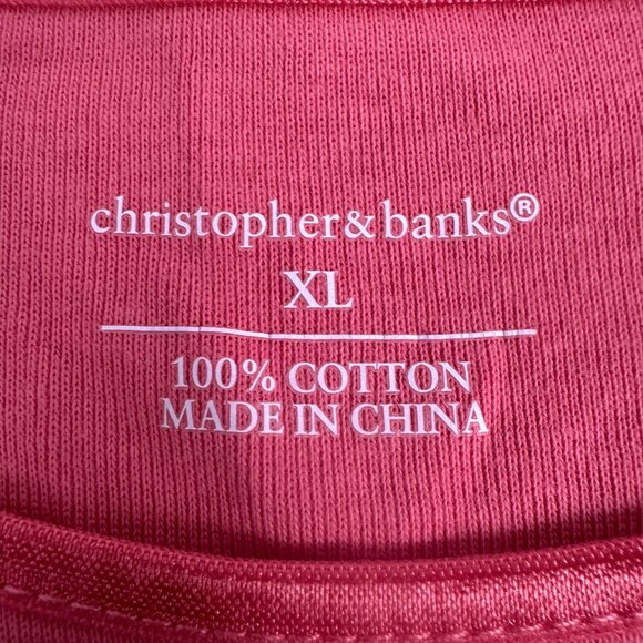 Christopher & Banks Womens Sleeveless Tank Top Size XL Pink 100% Cotton - Picture 3 of 5